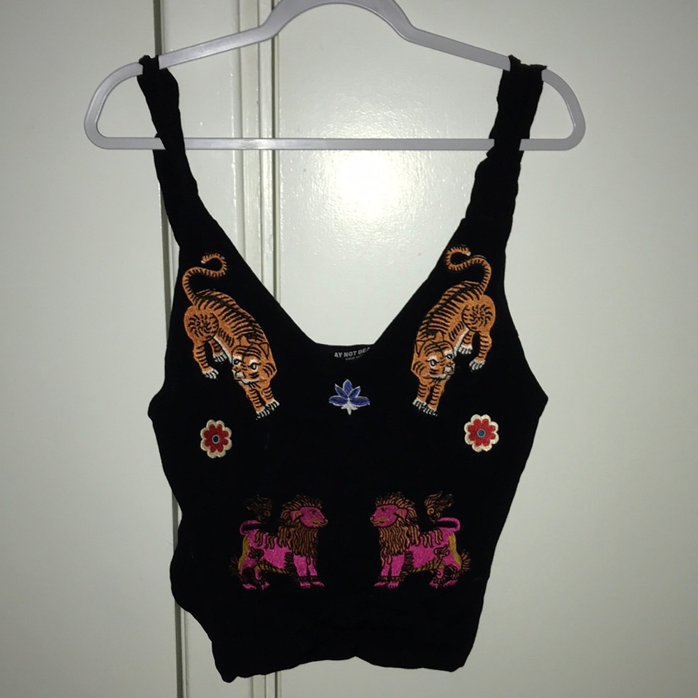 AY NOT DEAD embroidered tanktop